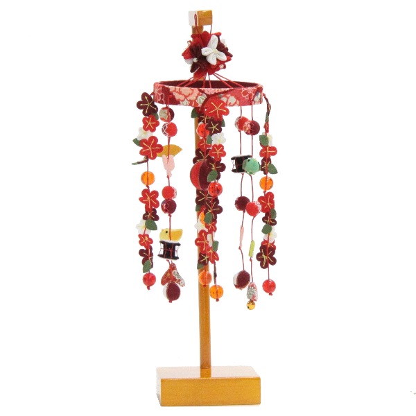 吊るし飾り 3月 雛人形 ミニ スタンド付き 卓上タイプ お誕生月のさげ飾り 雛祭り紅白梅 高さ28cm インテリア