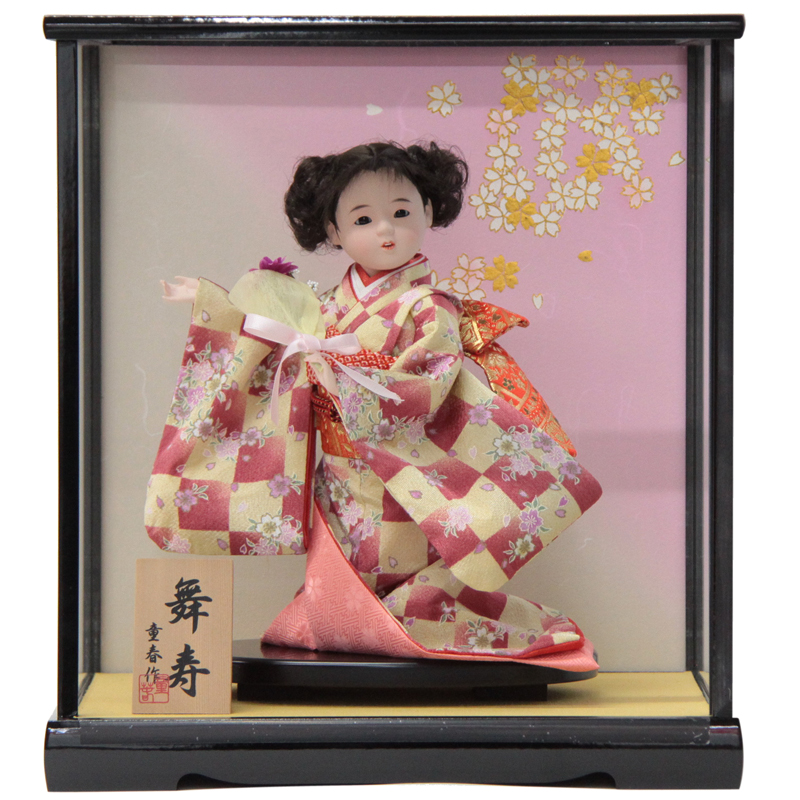 アウトレット品 雛人形ケース人形 9号 舞寿 ピンク（花束） 舞踊人形 日本人形 幅39cm (22a-ya-2603) インテリア ディスプレイ 見切処分