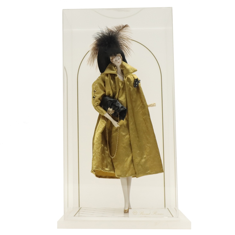 アウトレット品 ケース入り フランス人形 BCK-871 カラシ色 ビスクロマン 仏蘭西人形 高さ43cm (24a-ya-0595) インテリア ディスプレイ