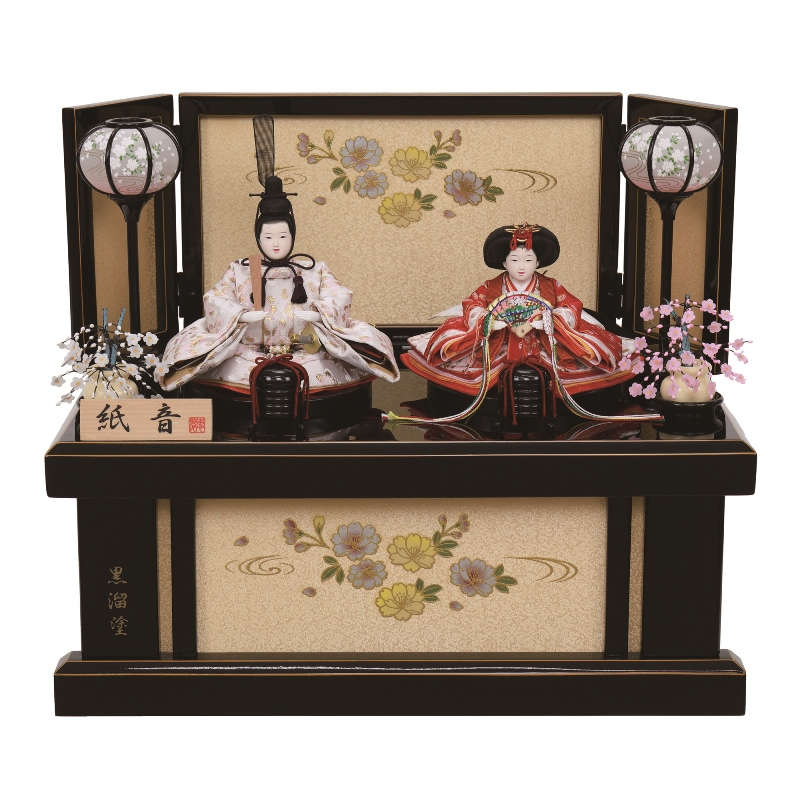 雛人形 親王 収納飾り 紙音 かぶせ式収納箱 幅43cm （4K12AA234） 2人 ひな人形