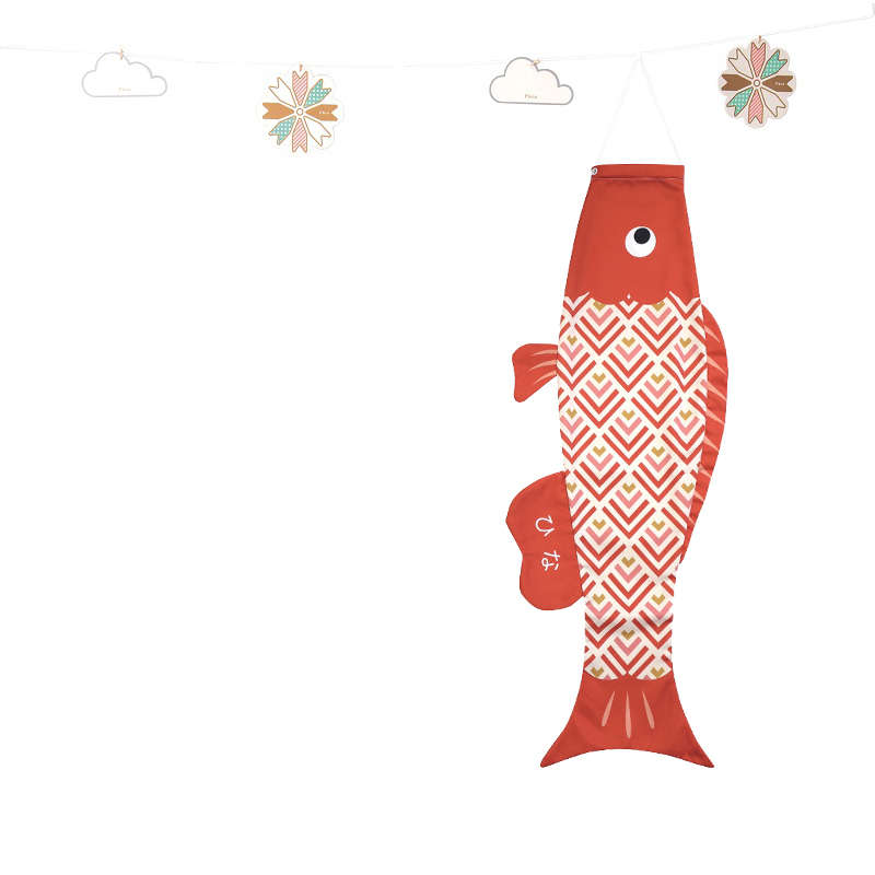 徳永 室内用 鯉のぼり えらべるたのしさ puca プーカ & ガーランド うろこ レッド L 1m（600-975/600-928） 日本の伝統文化 こいのぼり 端