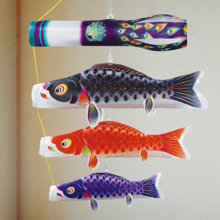 徳永 鯉のぼり 室内用 吊るし飾り鯉のぼり 80cm鯉3匹 星歌友禅 日本の伝統文化 こいのぼり