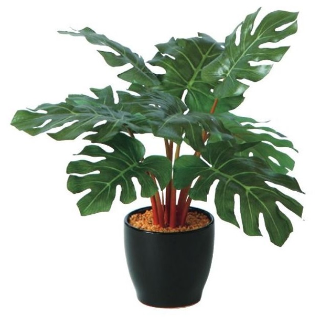 人工観葉植物 モンステラ ポット ポット付き 高さ35cm （P111-98961) （代引き不可） インテリアグリーン フェイクグリーン