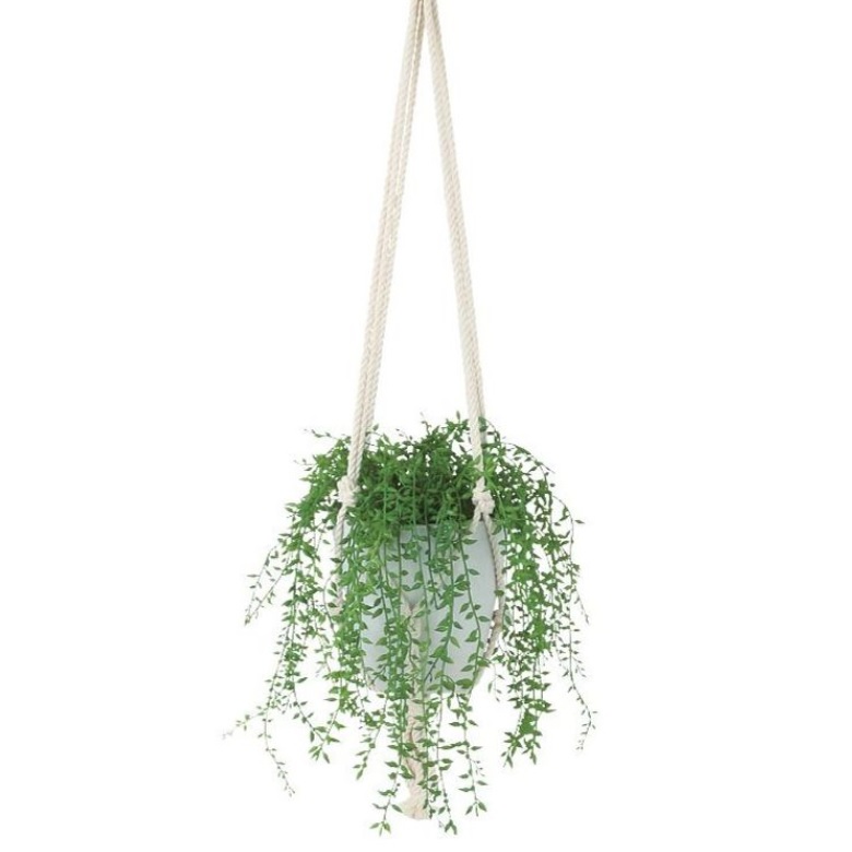 人工観葉植物 グリーンネックレス ハンキング ポット付き 高さ18×長さ33（総全長約75）cm （P118-99539) （代引き不可） インテリアグリーン フェイクグリーン