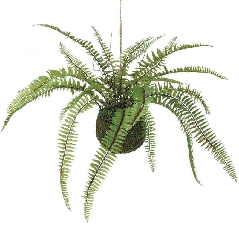 人工観葉植物 ソードファン モスボール ハンキング 長さ25cm （P21-99552) （代引き不可） インテリアグリーン フェイクグリーン