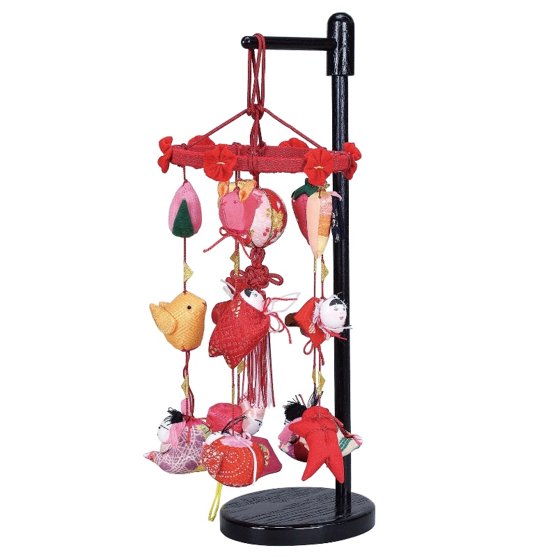 吊るし飾り まり飾り ミニ 台付 高さ約34cm （fz3-09011） 雛人形