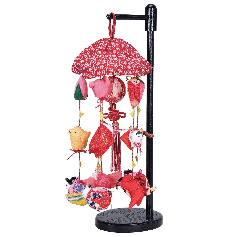 吊るし飾り まり飾り ミニ 傘付、台付 高さ約34cm （fz3-09012） 雛人形