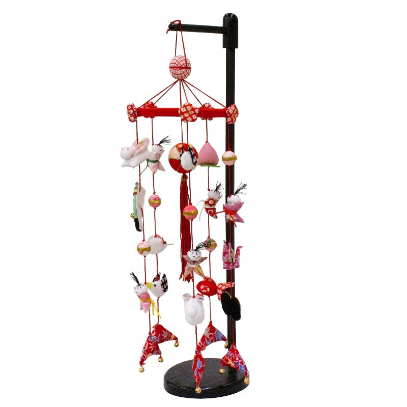 吊るし飾り まり飾り ミニ 鈴付、台付 高さ約44cm （fz3-09015） 雛人形