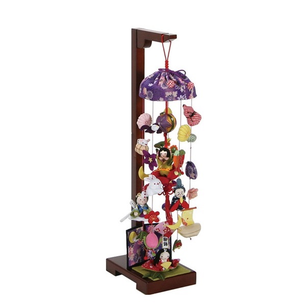 吊るし飾り 竹取物語 小 スタンド付き 飾り台セット ひな祭りのさげ飾り 雛人形 高さ15cm インテリア